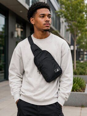 New Unisex Adidas essential 2 sling crossbody black bag
